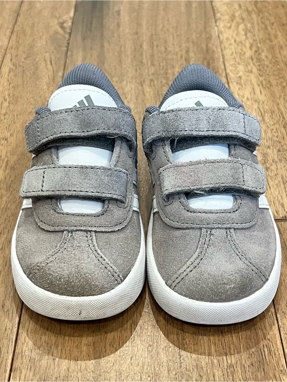 adidas Kids Gray Suede Velcro Sneakers